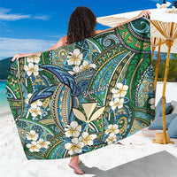 Personalised Hawaii Tribal Humpback Whale Sarong Omaomao Hibiscus Seamless Pattern LT9 One Size 44 x 66 inches Green - Polynesian Pride