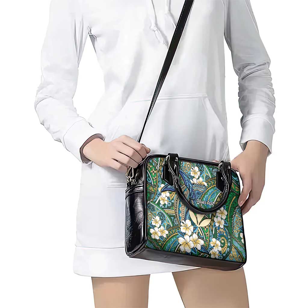 Personalised Hawaii Tribal Humpback Whale Shoulder Handbag Omaomao Hibiscus Seamless Pattern LT9 - Polynesian Pride