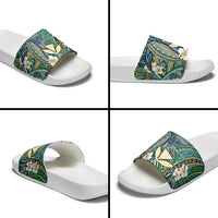 Personalised Hawaii Tribal Humpback Whale Slide Sandals Omaomao Hibiscus Seamless Pattern LT9 - Polynesian Pride