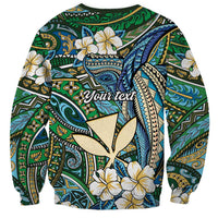 Personalised Hawaii Tribal Humpback Whale Sweatshirt Omaomao Hibiscus Seamless Pattern LT9 - Polynesian Pride