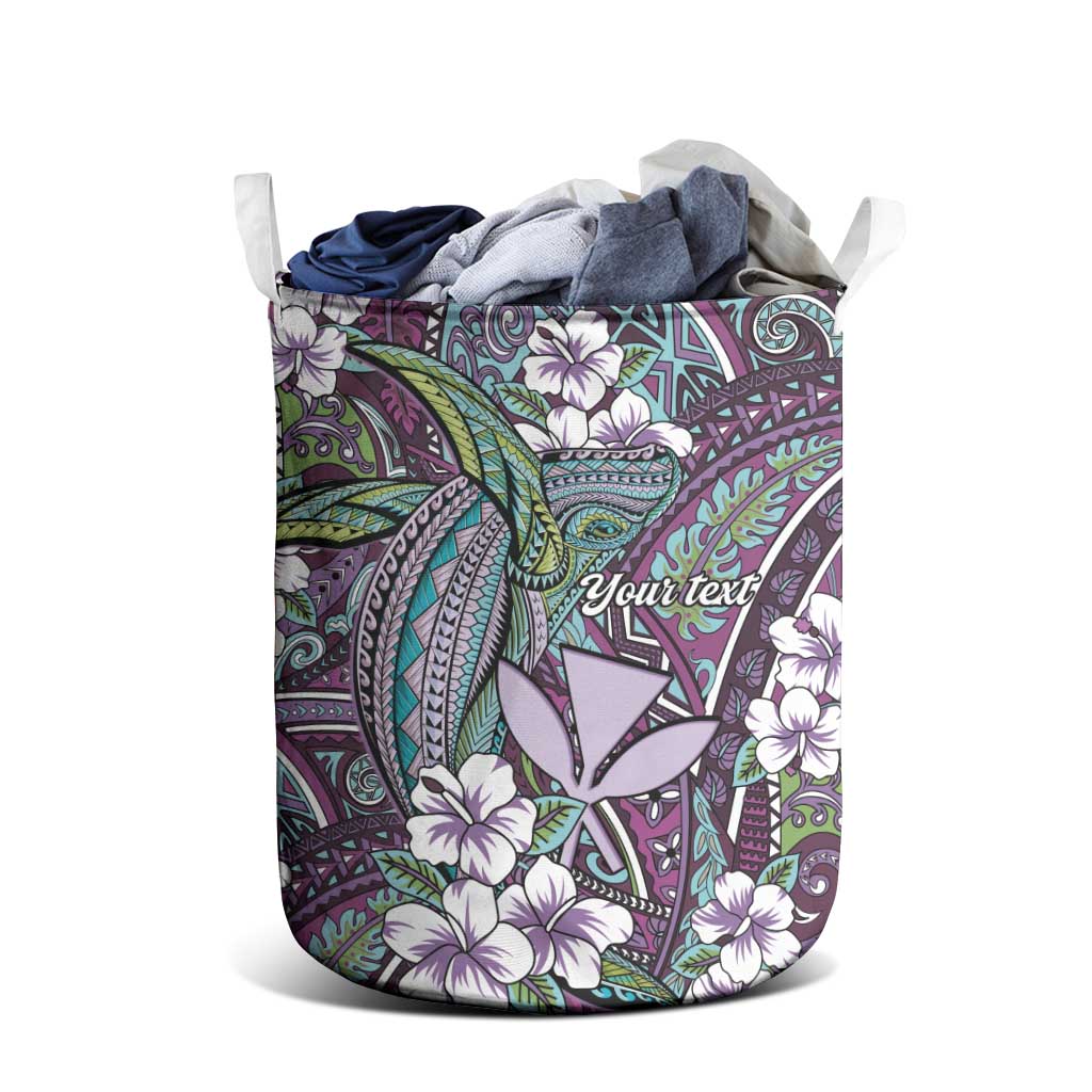 Personalised Hawaii Tribal Humpback Whale Laundry Basket Poni Hibiscus Seamless Pattern LT9 - Polynesian Pride