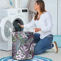 Personalised Hawaii Tribal Humpback Whale Laundry Basket Poni Hibiscus Seamless Pattern LT9 - Polynesian Pride