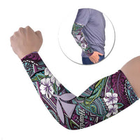 Personalised Hawaii Tribal Humpback Whale Arm Sleeves Poni Hibiscus Seamless Pattern LT9 Set of 2 Purple - Polynesian Pride