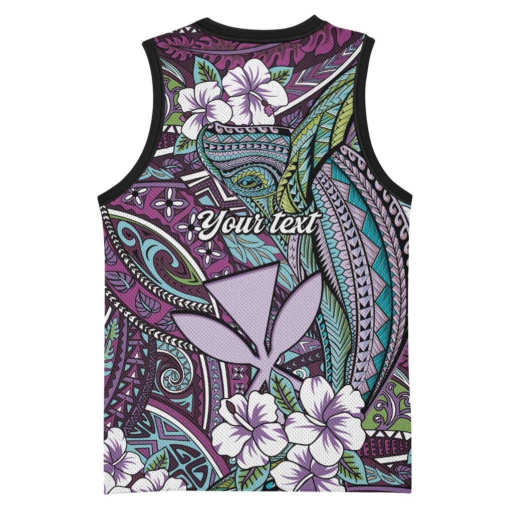 Personalised Hawaii Tribal Humpback Whale Basketball Jersey Poni Hibiscus Seamless Pattern LT9 - Polynesian Pride