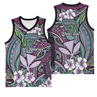 Personalised Hawaii Tribal Humpback Whale Basketball Jersey Poni Hibiscus Seamless Pattern LT9 - Polynesian Pride