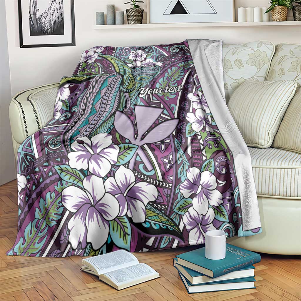 Personalised Hawaii Tribal Humpback Whale Blanket Poni Hibiscus Seamless Pattern LT9 Purple - Polynesian Pride