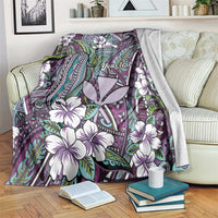 Personalised Hawaii Tribal Humpback Whale Blanket Poni Hibiscus Seamless Pattern LT9 Purple - Polynesian Pride