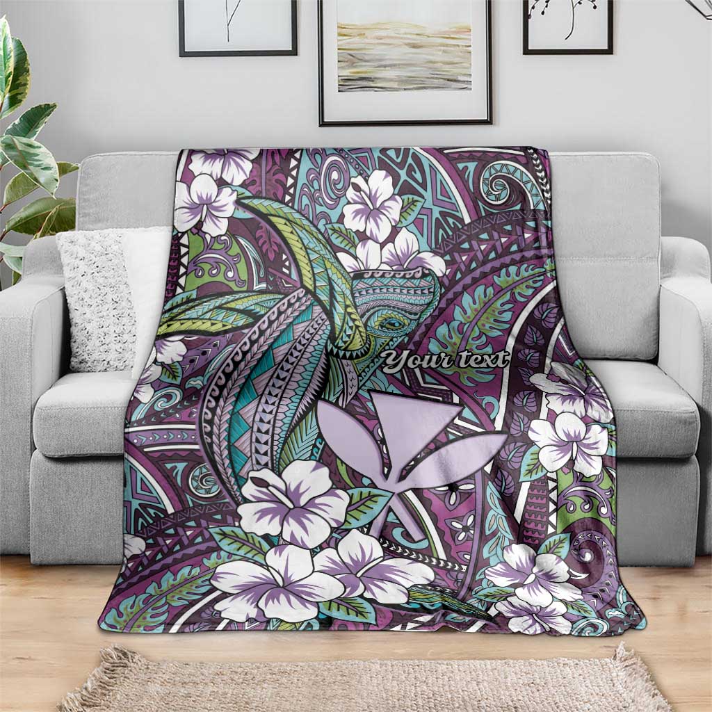 Personalised Hawaii Tribal Humpback Whale Blanket Poni Hibiscus Seamless Pattern LT9 - Polynesian Pride