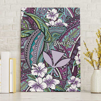 Personalised Hawaii Tribal Humpback Whale Canvas Wall Art Poni Hibiscus Seamless Pattern LT9 Without Frame Purple - Polynesian Pride