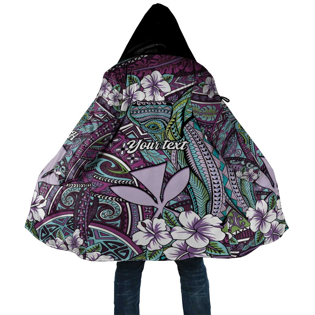 Personalised Hawaii Tribal Humpback Whale Cloak Poni Hibiscus Seamless Pattern LT9 Unisex Purple - Polynesian Pride