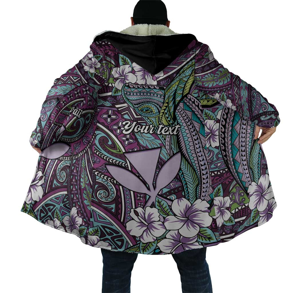 Personalised Hawaii Tribal Humpback Whale Cloak Poni Hibiscus Seamless Pattern LT9 - Polynesian Pride