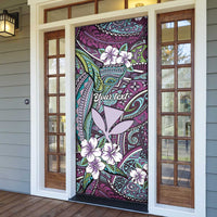 Personalised Hawaii Tribal Humpback Whale Door Cover Poni Hibiscus Seamless Pattern LT9 - Polynesian Pride
