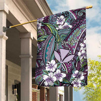 Personalised Hawaii Tribal Humpback Whale Garden Flag Poni Hibiscus Seamless Pattern LT9 House Flag Purple - Polynesian Pride