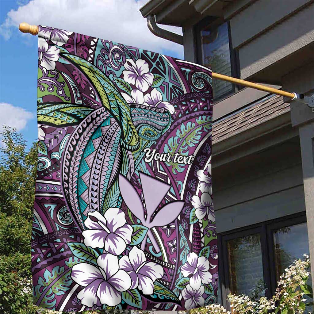 Personalised Hawaii Tribal Humpback Whale Garden Flag Poni Hibiscus Seamless Pattern LT9 - Polynesian Pride