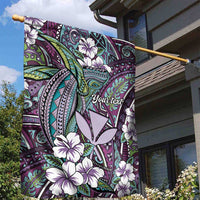 Personalised Hawaii Tribal Humpback Whale Garden Flag Poni Hibiscus Seamless Pattern LT9 - Polynesian Pride