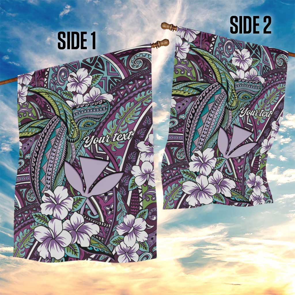Personalised Hawaii Tribal Humpback Whale Garden Flag Poni Hibiscus Seamless Pattern LT9 - Polynesian Pride