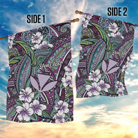 Personalised Hawaii Tribal Humpback Whale Garden Flag Poni Hibiscus Seamless Pattern LT9 - Polynesian Pride