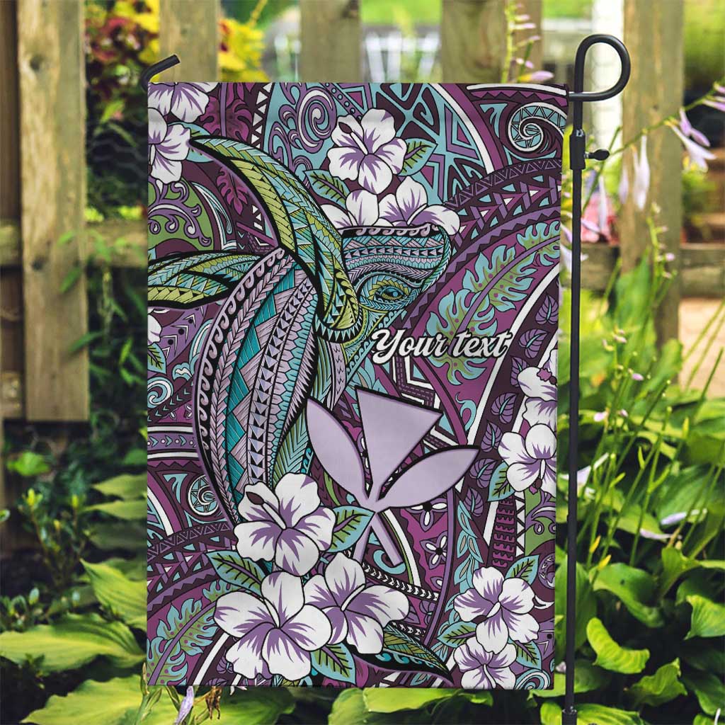 Personalised Hawaii Tribal Humpback Whale Garden Flag Poni Hibiscus Seamless Pattern LT9 Garden Flag Purple - Polynesian Pride