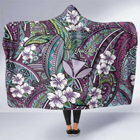 Personalised Hawaii Tribal Humpback Whale Hooded Blanket Poni Hibiscus Seamless Pattern LT9 One Size Purple - Polynesian Pride