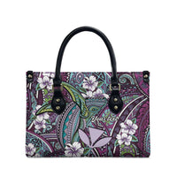 Personalised Hawaii Tribal Humpback Whale Leather Bag Poni Hibiscus Seamless Pattern LT9 - Polynesian Pride