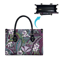 Personalised Hawaii Tribal Humpback Whale Leather Bag Poni Hibiscus Seamless Pattern LT9 - Polynesian Pride
