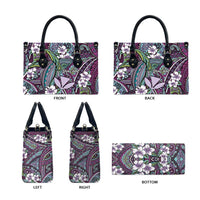 Personalised Hawaii Tribal Humpback Whale Leather Bag Poni Hibiscus Seamless Pattern LT9 - Polynesian Pride