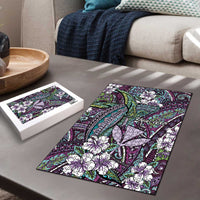 Personalised Hawaii Tribal Humpback Whale Puzzle Poni Hibiscus Seamless Pattern LT9 - Polynesian Pride