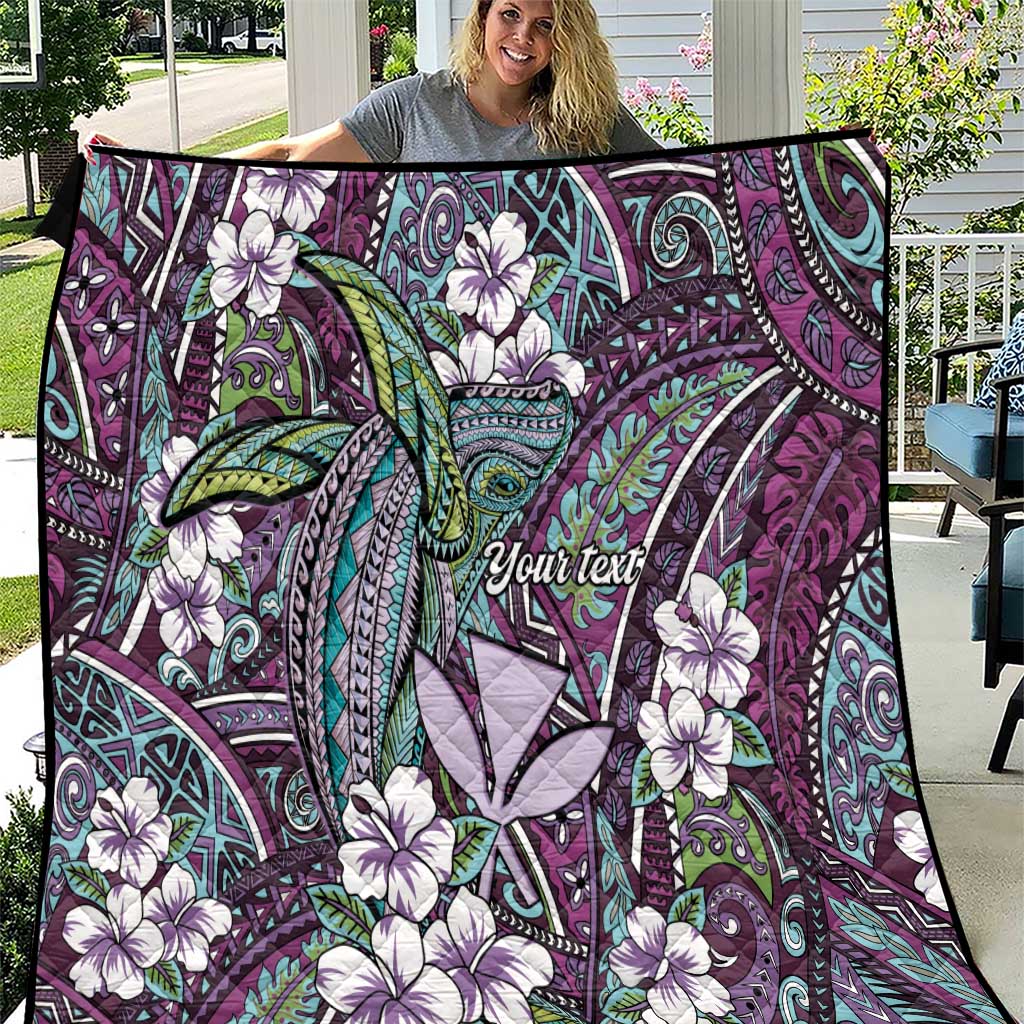 Personalised Hawaii Tribal Humpback Whale Quilt Poni Hibiscus Seamless Pattern LT9 Purple - Polynesian Pride