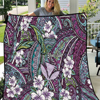 Personalised Hawaii Tribal Humpback Whale Quilt Poni Hibiscus Seamless Pattern LT9 Purple - Polynesian Pride