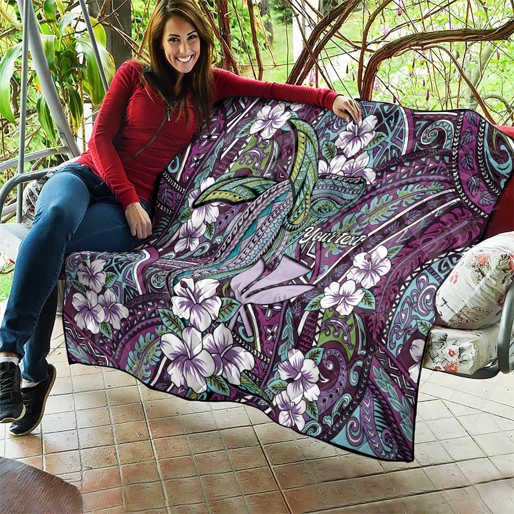 Personalised Hawaii Tribal Humpback Whale Quilt Poni Hibiscus Seamless Pattern LT9 - Polynesian Pride