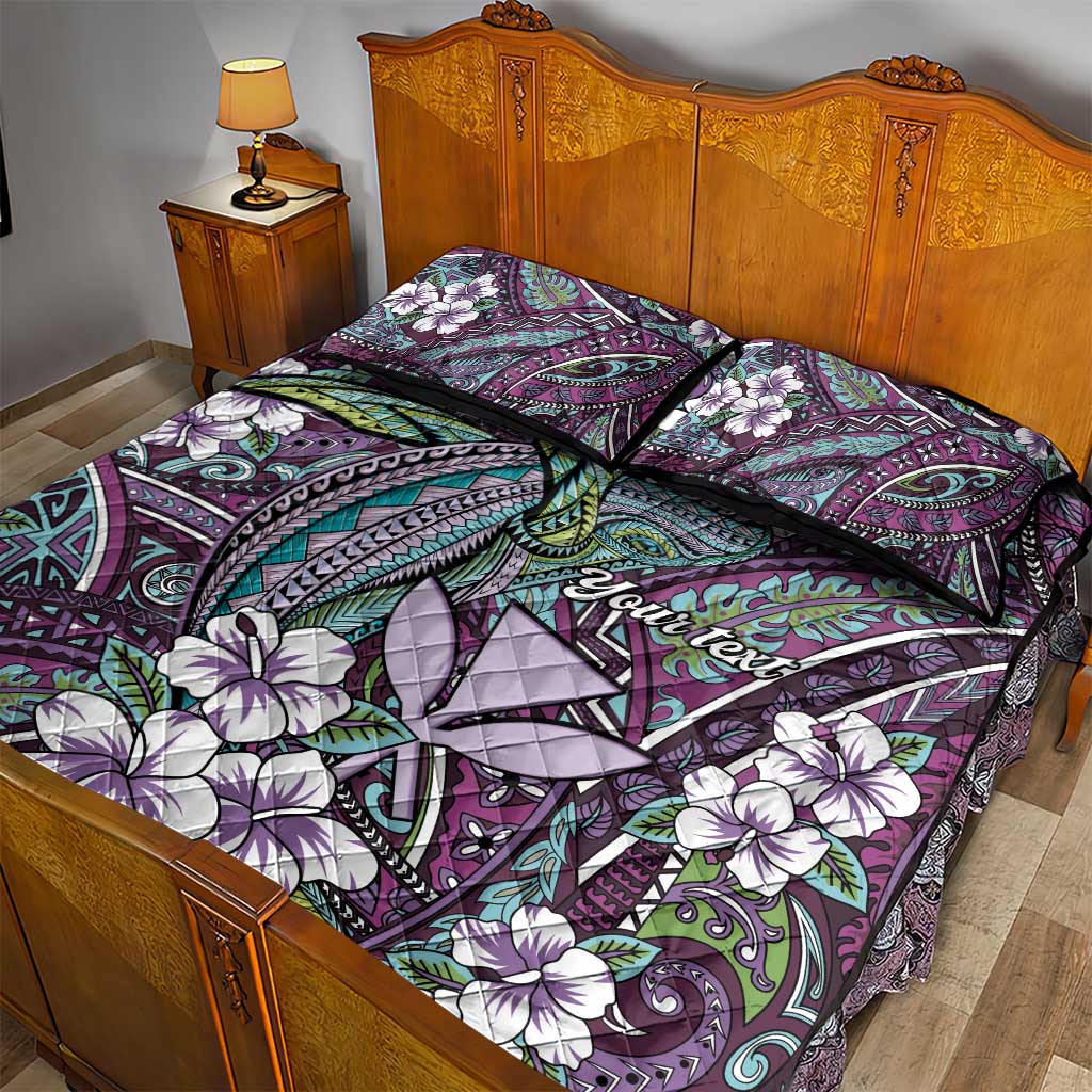 Personalised Hawaii Tribal Humpback Whale Quilt Bed Set Poni Hibiscus Seamless Pattern LT9 - Polynesian Pride