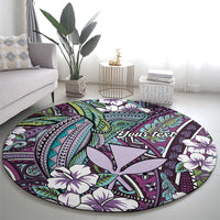 Personalised Hawaii Tribal Humpback Whale Round Carpet Poni Hibiscus Seamless Pattern LT9 - Polynesian Pride