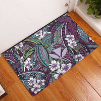 Personalised Hawaii Tribal Humpback Whale Rubber Doormat Poni Hibiscus Seamless Pattern LT9 - Polynesian Pride