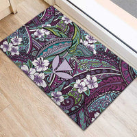 Personalised Hawaii Tribal Humpback Whale Rubber Doormat Poni Hibiscus Seamless Pattern LT9 - Polynesian Pride
