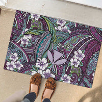Personalised Hawaii Tribal Humpback Whale Rubber Doormat Poni Hibiscus Seamless Pattern LT9 - Polynesian Pride