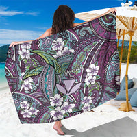 Personalised Hawaii Tribal Humpback Whale Sarong Poni Hibiscus Seamless Pattern LT9 One Size 44 x 66 inches Purple - Polynesian Pride