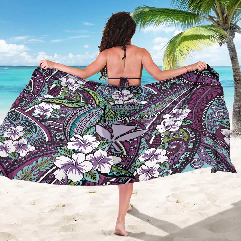 Personalised Hawaii Tribal Humpback Whale Sarong Poni Hibiscus Seamless Pattern LT9 - Polynesian Pride