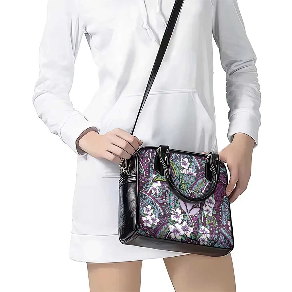 Personalised Hawaii Tribal Humpback Whale Shoulder Handbag Poni Hibiscus Seamless Pattern LT9 - Polynesian Pride