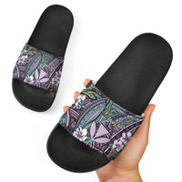 Personalised Hawaii Tribal Humpback Whale Slide Sandals Poni Hibiscus Seamless Pattern LT9 - Polynesian Pride