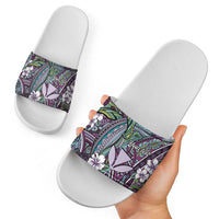 Personalised Hawaii Tribal Humpback Whale Slide Sandals Poni Hibiscus Seamless Pattern LT9 - Polynesian Pride