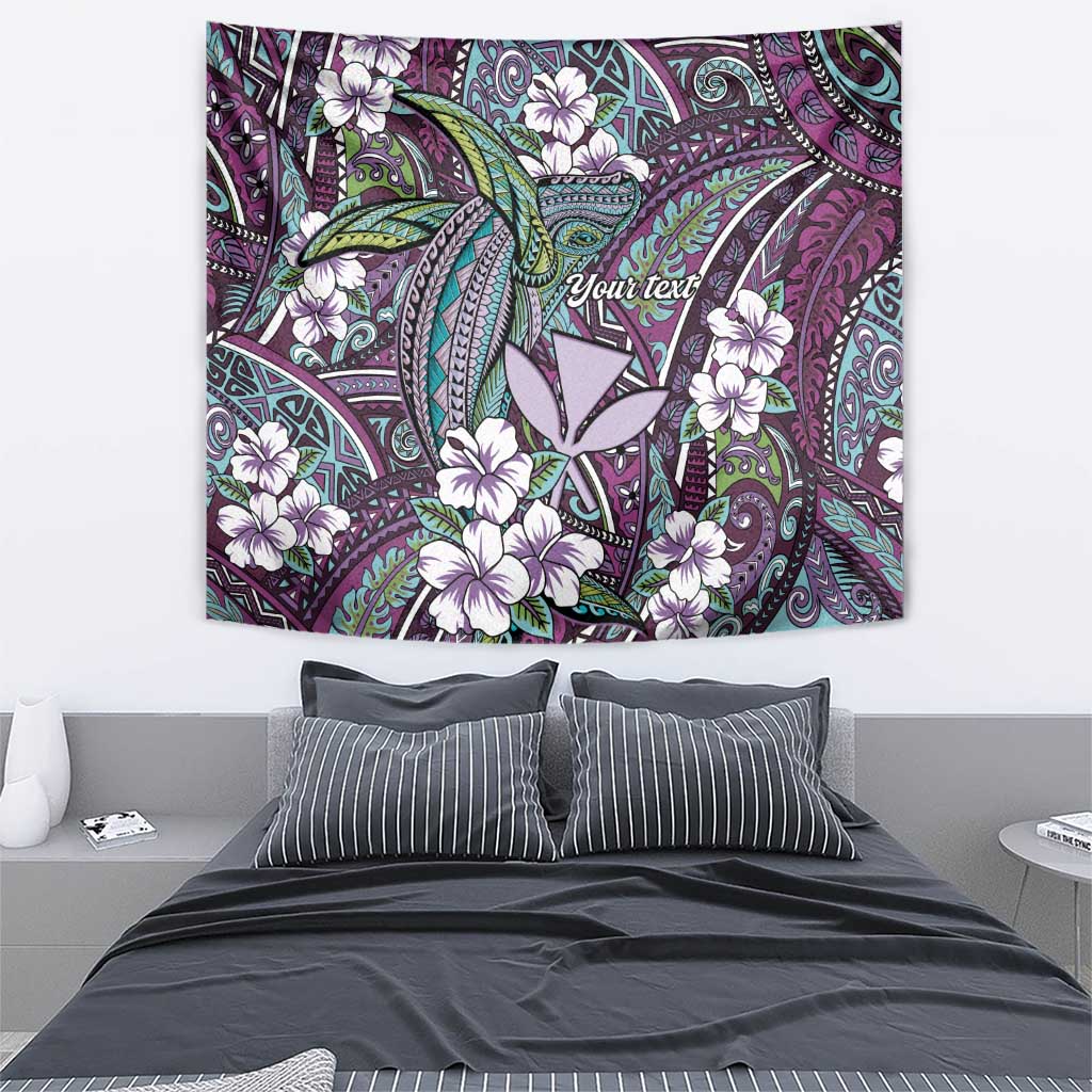 Personalised Hawaii Tribal Humpback Whale Tapestry Poni Hibiscus Seamless Pattern LT9 - Polynesian Pride