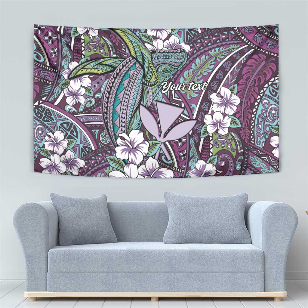 Personalised Hawaii Tribal Humpback Whale Tapestry Poni Hibiscus Seamless Pattern LT9 - Polynesian Pride