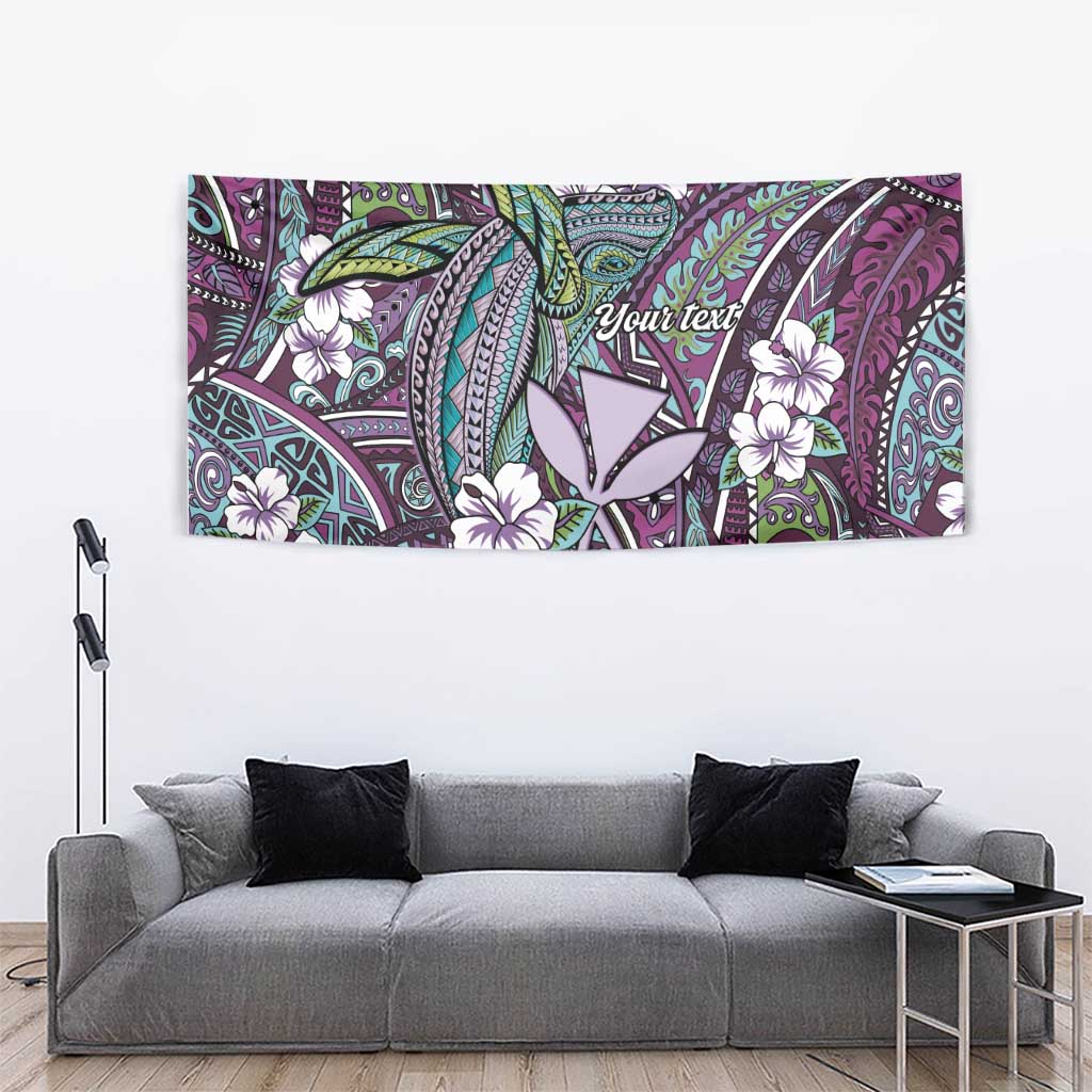 Personalised Hawaii Tribal Humpback Whale Tapestry Poni Hibiscus Seamless Pattern LT9 - Polynesian Pride