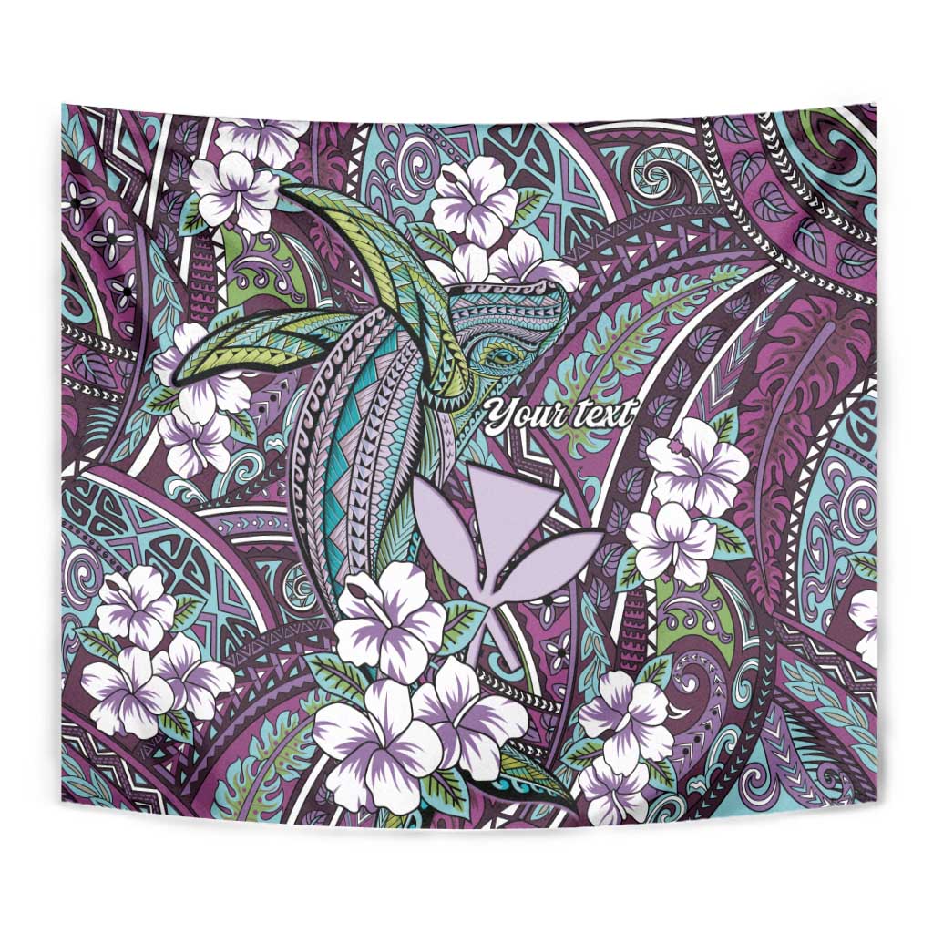 Personalised Hawaii Tribal Humpback Whale Tapestry Poni Hibiscus Seamless Pattern LT9 - Polynesian Pride
