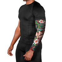 Personalised Hawaii Tribal Humpback Whale Arm Sleeves Ulaula Hibiscus Seamless Pattern LT9 - Polynesian Pride