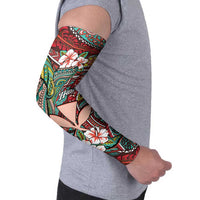 Personalised Hawaii Tribal Humpback Whale Arm Sleeves Ulaula Hibiscus Seamless Pattern LT9 - Polynesian Pride