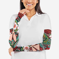 Personalised Hawaii Tribal Humpback Whale Arm Sleeves Ulaula Hibiscus Seamless Pattern LT9 - Polynesian Pride