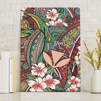 Personalised Hawaii Tribal Humpback Whale Canvas Wall Art Ulaula Hibiscus Seamless Pattern LT9 Without Frame Red - Polynesian Pride