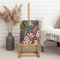 Personalised Hawaii Tribal Humpback Whale Canvas Wall Art Ulaula Hibiscus Seamless Pattern LT9 - Polynesian Pride