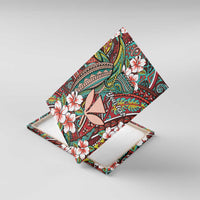 Personalised Hawaii Tribal Humpback Whale Canvas Wall Art Ulaula Hibiscus Seamless Pattern LT9 With Frame Red - Polynesian Pride